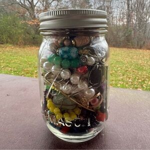 PINT JAR OF BROKEN JEWELRY FOR CRAFT PROJECTS